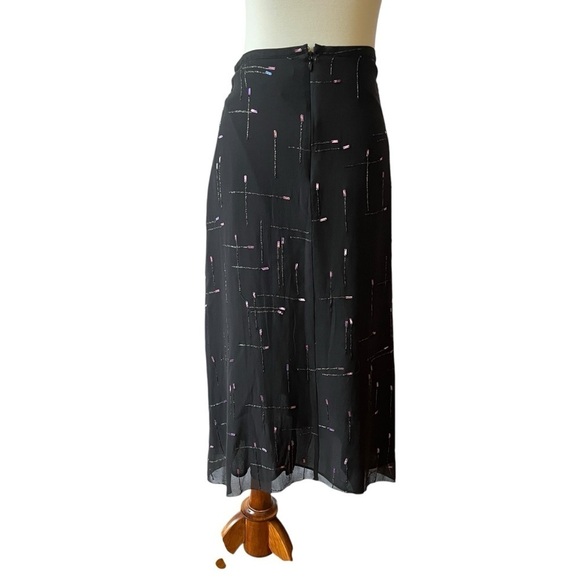 VANESSA BRUNO 100% SILK MIDI SKIRT ARTSY MIXED METALS ROMANTIC WHIMSYGOTH WITCHY - Picture 4 of 11